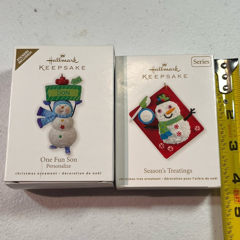 Hallmark Keepsake Ornaments One Fun Son And Seasons Treatings NIB